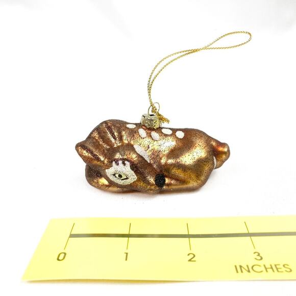 Resting Spotted Fawn Glass Painted Ornament by Cherry Designs with original box - Picture 9 of 10